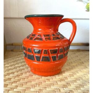Bitossi Italy Italian Orange Pitcher Vase MCM POTTERY Mid Century Modern 5” Tall